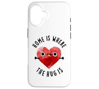 Home is Where The Hug is Funny Heart Pun Coque pour iPhone 16