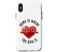 Home is Where The Hug is Funny Heart Pun Coque pour iPhone X/XS