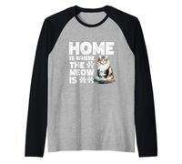 Home is Where The Meow is Norwegian Forest Cat Cute Kitten Manche Raglan