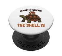 Home is Where The Shell is House Box Turtle Homebody Humour PopSockets PopGrip Adhésif