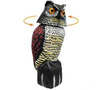 Home It® Effaroucheur Oiseaux Hibou avec tête rotative 360° - répulsif Oiseaux pour Jardin & Balcon, Yeux réalistes, Trou de Fixation, Plastique, 38,5 cm