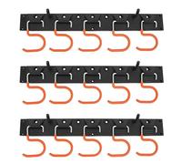 HOME IT® Grden - Système de Rangement Mural 3 Plateformes - Support Outils & Jardin - 15 Crochets Simples, 15 Supports Redoutils - Garage, Abri, Atelier - Noir & Orange