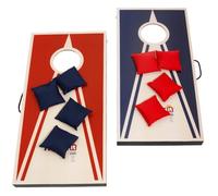 HOME It® Cornhole Jeu d'extérieur Pliable avec 2 Planches et 8 Sacs de Lancer (Rouge et Bleu) Facile à Transporter, idéal pour Le Jardin, la Plage et Le Camping