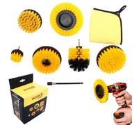 Home It® Set de brosses pour perceuse - Brosse visseuse et Brosse Nettoyage Voiture - kit de 6 brosses + rallonge 15 cm et Chiffon Microfibre