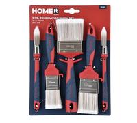 Home It® Set de pinceaux 5 pièces - pinceaux Ronds Ø15/18 mm & Plats 35/50/70 mm, Fibres Pet/PBT, Manche bi-matière Ergonomique, idéal Peinture intérieure & extérieure