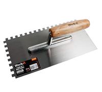 Home It® Work Spatule crantée 8 mm - 135×280 mm - Manche en bois ergonomique - Lame métallique robuste - Outil professionnel pour colle et mortier