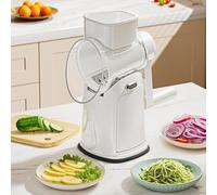 Home Kitchen Coupe-légumes avec lames interchangeables pour trancher, râper et déchiqueter les légumes racines et feuilles (A-Blanc)