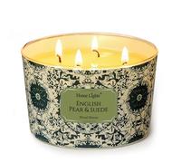 Home Lights Bougies parfumées dans un pot en verre de soja à 4 branches - 510 g - Aromathérapie - Sans fumée - 50 h - Poire anglaise - Daim