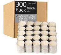 Home Lights Lot de 300 bougies chauffeplat - 8 heures de combustion géantes 100 200 300 paquets - Blanc fumé européen bougies non parfumées pour shabbat, mariage, Noël, décoration de la maison - Lot