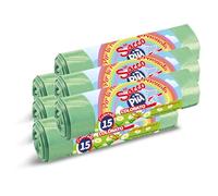 HOME LINE - 90 Sacs poubelles de 40 litres, anti-odeurs avec poignées à tirer et fermer | sacs poubelles pour la collecte sélective des déchets - sacs poubelles 55 x 65 cm couleur vert