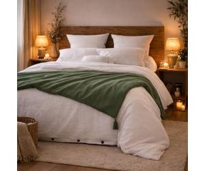 HOME LINGE PASSION Bout de Lit/Édredon/Chemin de lit Kaki 90x200 cm | 100% gaze de coton