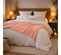 HOME LINGE PASSION Bout de Lit/Édredon/Chemin de lit Rose Saumon | 100% gaze de coton, 90x200 cm