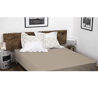 Home Linge Passion - Drap Housse 100% Coton - 57 Fils/cm² - Taille 160x200 cm - Beige foncé - Bonnet 35 cm - Tissage serré - Doux, Respirant, Lavable - Home linge passion