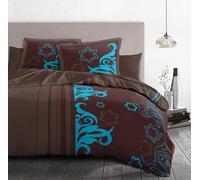 HOME LINGE PASSION Housse 200x200 + 2 Taies Arabesque Blue