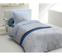 Home Linge Passion | Housse de Couette - 2 Pièces | 100% Coton - 57 Fils | 1 Personne - 140 x 200 cm | Louxor Bleu