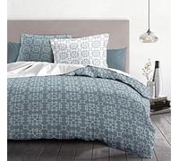 Home Linge Passion | Housse de Couette - 3 Pièces | 100% Coton - 57 Fils | 2 Personne - 240x260 cm | MILONGA Bleu