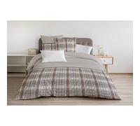 Home Linge Passion | Housse de Couette - 3 Pièces | 100% Coton - 57 Fils | 2 Personnes - 220x240 cm |Greenwich Vert, Beige & Rouge