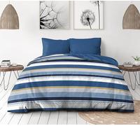 parure de couette microfibre home passion stanis - 1 housse de couette 220 x 240 cm + 2 taies d'oreiller 63 x 63 cm - bleu
