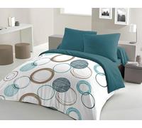 Home Linge Passion Housse de Couette Verte Cercles 140 x 200 cm