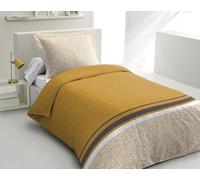 Home Linge Passion - Parure de Couette 140x200 cm - 100% Coton 57 Fils - Housse + 1 Taie - Motif Tilt Ocre