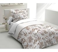 HOME LINGE PASSION Parure de Couette 140x200 cm - 2 pièces - Percale de Coton Douce - Housse + taie - Taupe - Modèle La Nomade