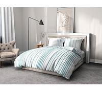 Home Linge Passion | Housse de Couette - 2 Pièces | 100% Coton - 57 Fils | 1 Personne - 220x240 cm | Bellamy Blanc Bleu,