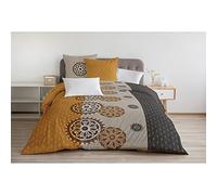 Home Linge Passion | Parure de Couette - 3 Pièces | 100% Coton - 57 Fils | 2 Personnes - 220x240 cm |Yucatan - Gris ET Ocre Orange