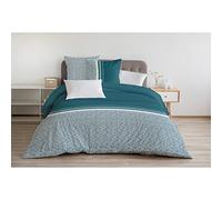 Home Linge Passion - Parure de Couette 240x260 cm - 100% Coton 57 Fils - Housse + 2 Taies - Motif Tilt Vert Sapin