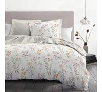 HOME LINGE PASSION Parure de Couette 240x260 cm - 3 pièces - Percale de Coton Douce - Housse + taies - Blanc cassé - Modèle La flamboyante