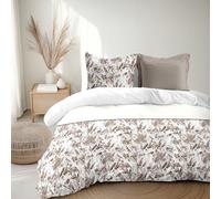 HOME LINGE PASSION Parure de Couette 240x260 cm en Percale de Coton - Housse + taie - Taupe - Modèle La Nomade