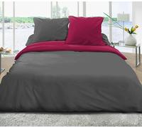 Home Linge Passion Parure DE Couette 3 PCS 240X260 100% Coton 57 Fils Fushia/Gris Fonce