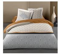 HOME LINGE PASSION Parure de couette Louxor - 1 housse de couette 240 x 260 cm + 2 taies 65 x 65 cm - Ocre et blanc