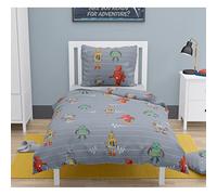 Home Linge Passion Roupillon - Vintage Toy Parure de Couette Enfant 100% Coton - Gris Foncé - 140x200 cm RP70658