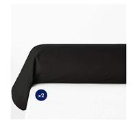 Home Linge Passion Taies de traversin 85x185 cm, Noir, Lot de 2