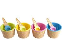 Home - Lot de 4 Coupes à Glace avec cuillère, en Plastique, Multicolore