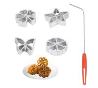 Home Made Swedish Rosette Gaufrier, Lot de 4 Moules à Pâte Traditionnels, Ensemble de Fer à Rosette avec 4 Moules à Gaufres en Aluminium à Têtes Interchangeables