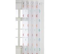 Home Maison 09378-8-AL Voilage Etamine Légère Jacquard Fils Coupes avec Oeillets Ronds Turquoise/Argent 150 x 240 cm