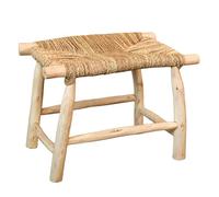 Home Maison - Banc Bois Naturel Japandi - Bois de Laurier et Fibres de Palmier Doum - Style Japandi - Usage Intérieur et Extérieur - 40 x 60 cm - Naturel