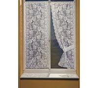 Home Maison Bonne-Femme Paire de Rideaux à Dentelle, Polyester, Blanc, 160x60 cm