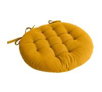 HOME MAISON Decostars - Galette de Chaise piquée et Ronde Coton Jaune Moutarde 38x38 cm