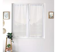 HOME MAISON Decostars - Paire de Petits voilages à Bande tissée Polyester Blanc 60x90 cm