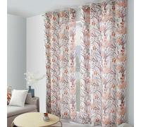 HOME MAISON Decostars - Rideau à Oeillets coloré Motif Exotique Coton/Polyester Terracotta 140x240 cm