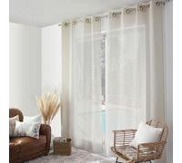 HOME MAISON Decostars - Rideau à Oeillets Naturel - Effet Lin Lin/Polyester Ecru 140x240 cm