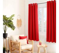 HOME MAISON Decostars - Rideau uni Isolant et Thermique Polyester Rouge 180 x 140