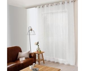 HOME MAISON Decostars - Voilage Aspect Lin Grande Largeur Oeko-tex. Polyester Blanc 300x240 cm