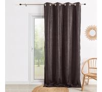 Home Maison - Double Rideau Ameublement Faux Uni - Coton Uni - Œillets Ronds Ø 4 cm avec Bande de Renfort - Chaleureux pour Salon et Chambre - 140 x 260 cm - Marron Chocolat