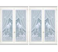 Home Maison Equestre Paire de vitrages Esprit, Polyester, Blanc, 160x60 cm (Lot de 2)