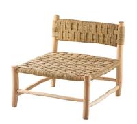 Home Maison - Fauteuil Bas Bois Organique - Structure Laurier et Assise Fibre de Palmier Doum - Design Naturel et Artisanal pour Salon ou Chambre - Hauteur Assise 35 cm - 75 x 75 x 70 cm - Naturel