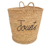 Home Maison - Grand Panier Naturel JOUETS XL - Osier Tressage Artisanal - 2 Anses Robustes pour Transport Facile - Idéal pour Rangement Jouets, Plaids - 50 x 50 x 60 cm - Noir