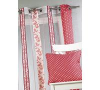 Home Maison HM6933302 Voilage à Rayures Verticales Organza Jacquard Polyester Framboise 140 x 260 cm
